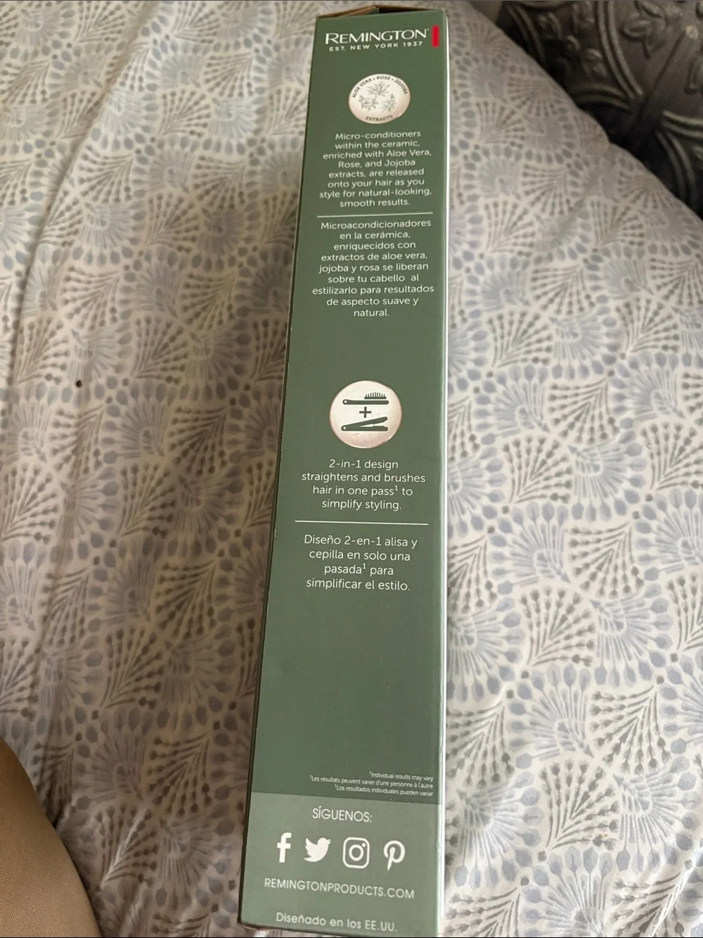 Remington Botanicals Ceramic Hair Straightening Brush - Green and Copper